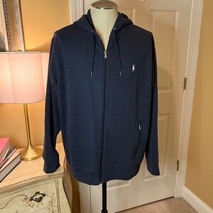 EEUC Men's Polo Ralph Lauren Performance Zip Front Hoodie in Navy Blue Size XL